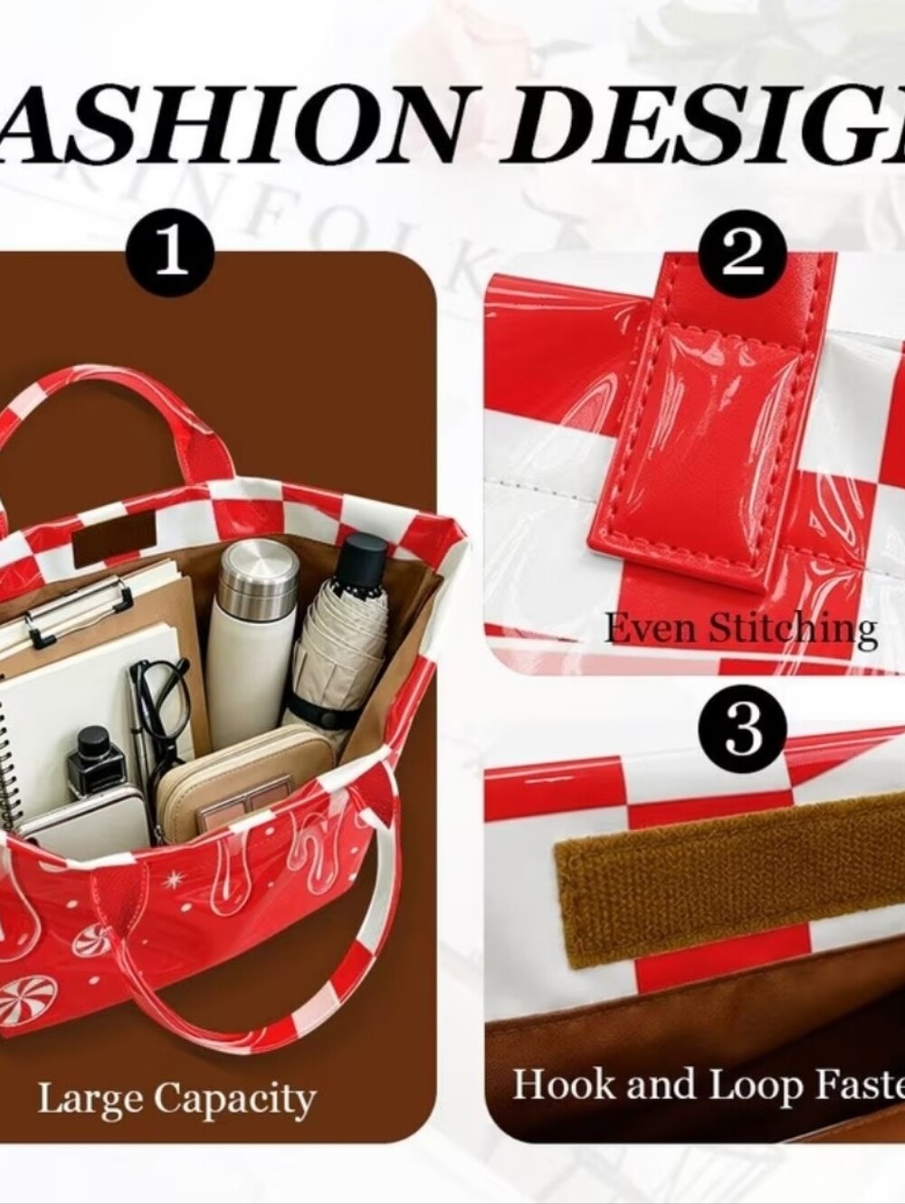 Women Liquid Golden Drip Casual Daily Commute Tote Large - Picture 6 of 6